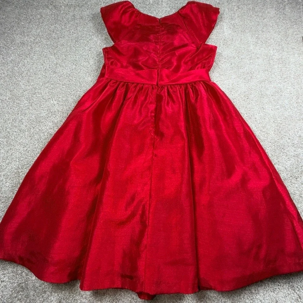 Gymboree Girls Red Taffeta Party Dress Size 12 Holiday Christmas Bow Accent